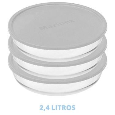 Imagem de Travessa 2,4L Vidro Temperado Redonda C Tampa Marinex - 3 Un
