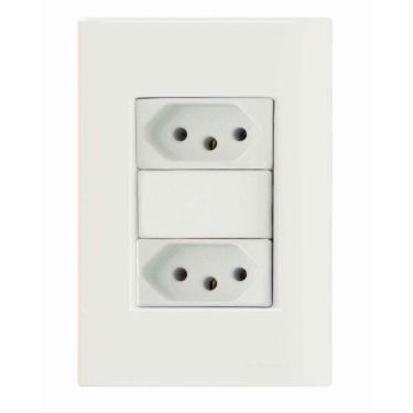 Imagem de Conjunto 4x2 com 2 Tomadas 2P+T 20 A 250 V Tramontina Giz Branco Tramontina