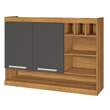 Imagem de Armário Aéreo 2 Portas e Adega 120cm Nesher Freijó e Grafite