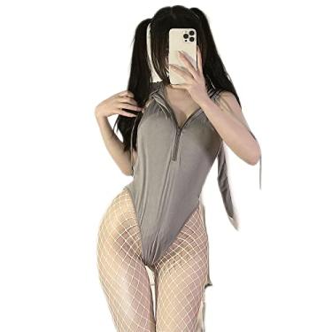 Imagem de Temptshow Anime cute cat cosplay Japanese sexy underwear uniform suit maid uniform (grey)