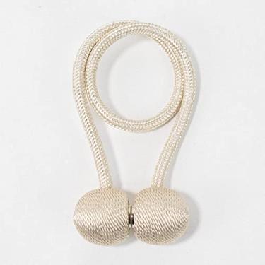 Imagem de 2 PCS Magnetic Pearl Ball Cortina Fivelas Cortina Tiebacks Retenções Fivela Clipes Varas de Cortina Acessórios Decorativos para Casa, Bege, 47cm de comprimento