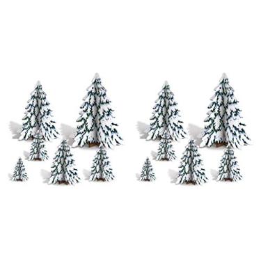 Imagem de Beistle Centros de mesa de pinheiro de inverno 3D 12 peças, 10,16 cm - 31,75 cm, verde/branco/marrom