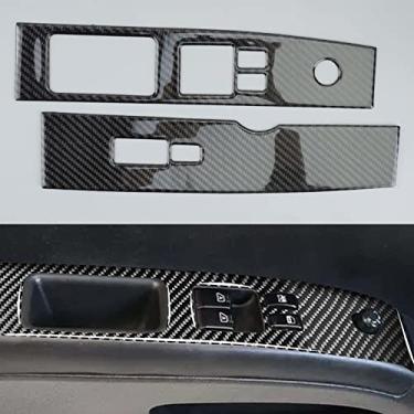 Imagem de MIVLA 2 peças de vidro do carro interruptor de elevador tampa do painel guarnição adesivo moldura decoração, para Nissan 350Z 2003-2007 2008 2009 LHD preto fibra de carbono