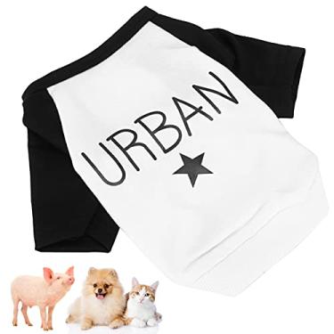 Imagem de GLOGLOW Roupas de animais de estimação, roupas de cachorro outono e inverno camiseta para animais de estimação body para cachorro pequeno e médio (preto, M)