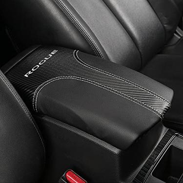 Imagem de XITER Protetor de capa para apoio de braço do carro, 1 peça para console central de couro para Nissan Rogue 2014-2020, console central protetor de braço acessórios interiores (fibra de carbono + preto)