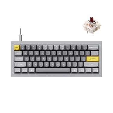 Imagem de Keychron Q4 Teclado mecânico personalizado com fio, macro programável QMK/VIA, alumínio completo, interruptor Gateron G Pro Brown de troca a quente, 60% de layout de junta dupla compatível com Mac e Windows - cinza