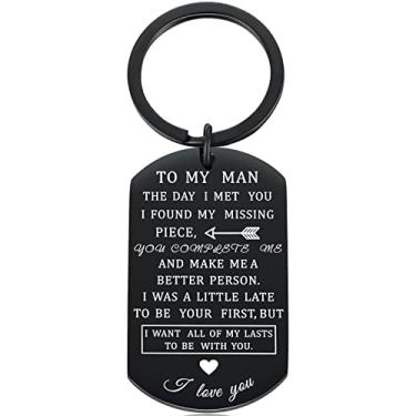 Imagem de Kvekstio Chaveiro para Homens - Metal Preto, I Love You, Aniversário, Dia dos Namorados, Páscoa