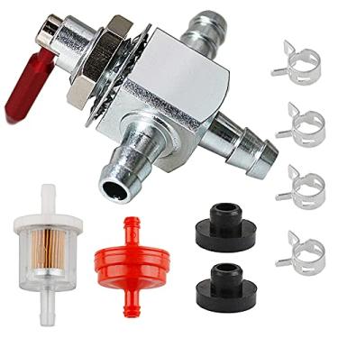 Imagem de HPENP Válvula de desligamento de combustível, rolagem bidirecional, 2 vias, 1/4", farpas, aço, óleo, combustível, gás, válvula 482212, E633347, 1-633347 para cortador de grama ZTR trator de jardim