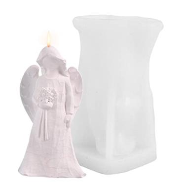 Imagem de vela anjo, suprimentos para fabricação velas natal, 4 estilos moldes vela aromaterapia silicone anjo para fazer sabonete, decoração bolo, fondant, pudim, chocolate