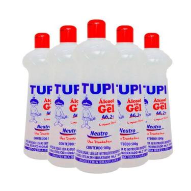 Imagem de Kit 5 Und Álcool Gel Higienizante Tupi 46,2% Neutro 500ml - Tupy