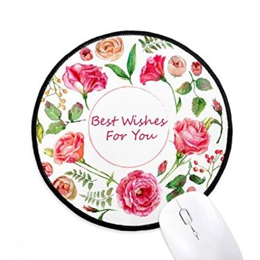 Imagem de Tapete de rato de flores com estampa de rosas vermelhas para escritório tapete redondo para computador
