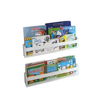 Imagem de Prateleira Infantil Pabimi – Kit com 2 Peças de 60 cm | Porta Livros e Brinquedos de Parede | MDF Premium Fosco Branco