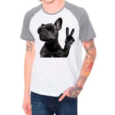 Imagem de Camiseta Raglan Pet Dog Buldogue Francês Cinza Branco Masc07 - Design