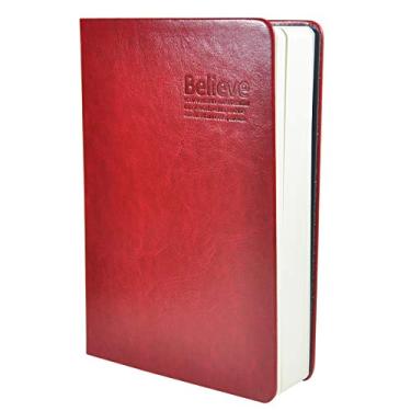 Imagem de Littfun caderno de couro para caderno de escrita grossa capa macia diário 360 folhas forrado diário para homens e mulheres, Red Dot Grid