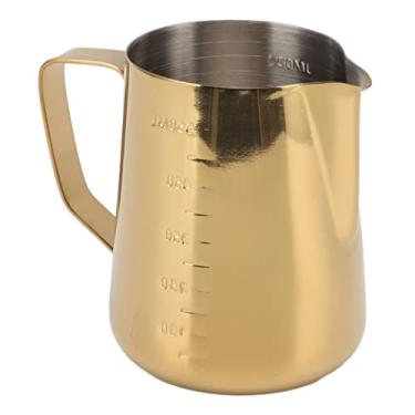 Imagem de Vaporizador de café, Bico Anti-pingos, Jarro de Espuma de Leite à Prova de Respingos, Aço Inoxidável 304, Duas Escalas de Medição para Cappuccinos (Ouro)