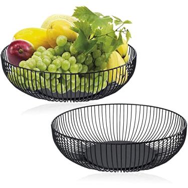 Imagem de Cesta de frutas de metal Yesland – 28 x 15 x 7,6 cm – Porta legumes para pão, lanches, itens domésticos para cozinha, sala de estar