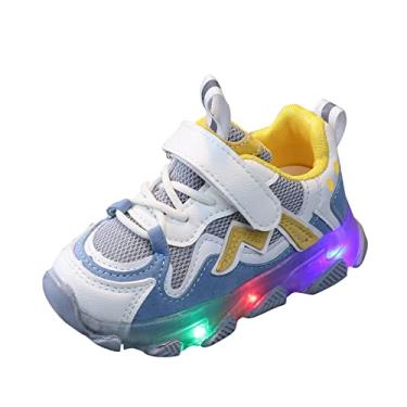 Imagem de Luz LED infantil malha luminosa esporte bebê corrida crianças meninas sapatos de bebê bebê bebê menina tênis de corrida (cinza, 4-4,5 anos)