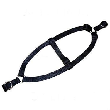 Imagem de Arreio de nylon Guardian Gear com 2 passos para cães com clipe giratório banhado a níquel, serve em bustos de 23 a 38 cm, preto