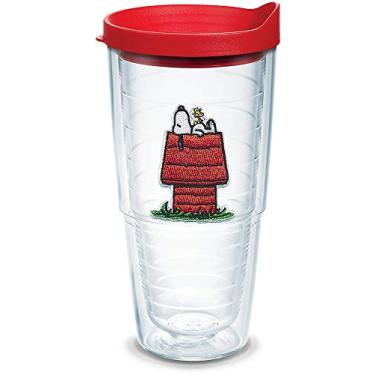 Imagem de Tervis Peanuts Best Buddies Collection Snoopy Woodstock House Made in USA Copo de viagem com isolamento de parede dupla mantém as bebidas frias e quentes, 680 g, casa