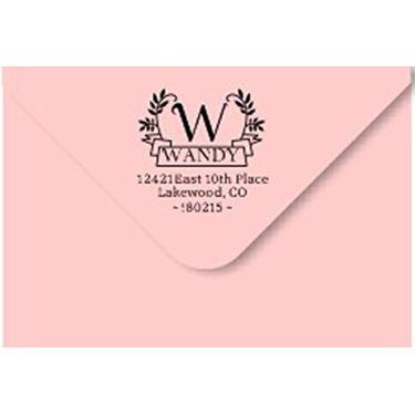 Imagem de Endereço de devolução personalizado, endereço de monograma, endereço de designer, redondo selo de presente personalizado
