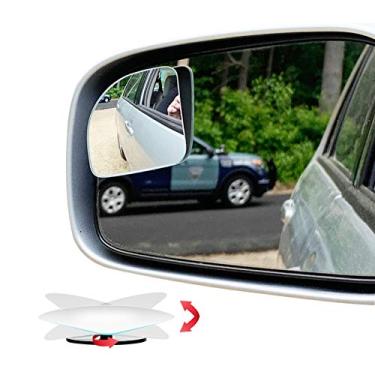 Imagem de Espelho de ponto cego em forma de leque, vara sem moldura de vidro HD em espelho retrovisor convexo amplo angular ajustável para ângulo cego de carro, pacote de 2