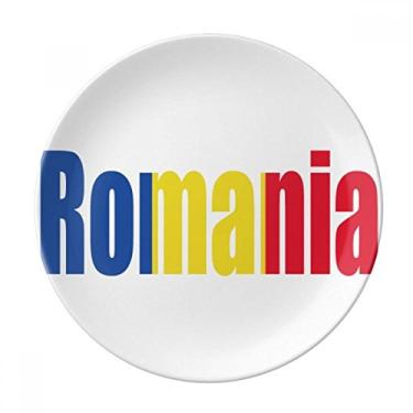Imagem de Prato de nome da bandeira da Romênia de porcelana decorativa Salver louças de jantar