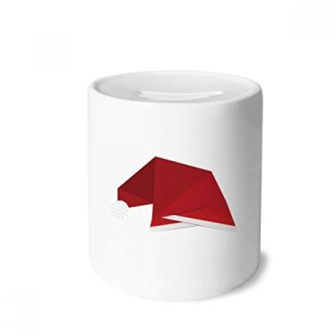 Imagem de DIYthinker Chapéu de Natal abstrato vermelho origami caixa de dinheiro caixa de cerâmica porta-moedas presente de cofrinho