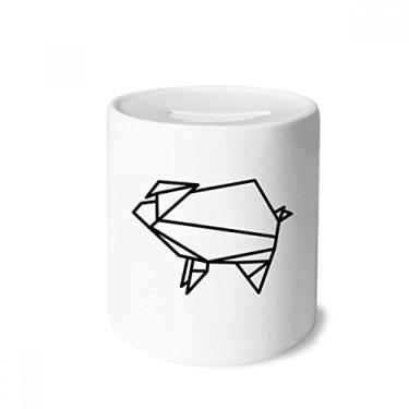 Imagem de DIYthinker Caixa de moedas de cerâmica abstrata de porco de origami em formato geométrico para presente de cofrinho
