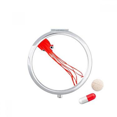 Imagem de Caixa de comprimidos tradicional chinesa com estampa de polvo de pipa e bolso para remédios