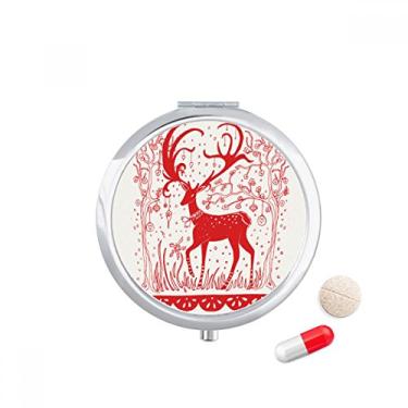 Imagem de Caixa de comprimidos de corte de papel vermelho animal de veado de desenho animado caixa de armazenamento de medicamentos dispensador de recipiente