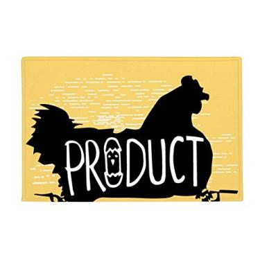 Imagem de Tapete de porta de banheiro antiderrapante com desenho de animal de galinha preta