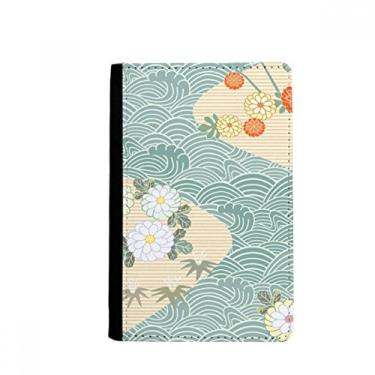 Imagem de Carteira com estampa de folhas de flores e ondas, porta-passaporte japonês, porta-cartões Notecase Burse