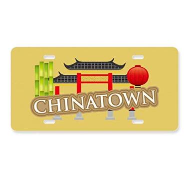 Imagem de DIYthinker Placa de carro Bamboo Lantern Brown China Town Decoração de aço inoxidável para automóvel
