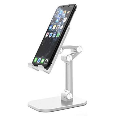 Imagem de Mini suporte de telefone dobrável, suporte de telefone de mesa ajustável e base compatível com dispositivo móvel e suporte de tablet (branco)