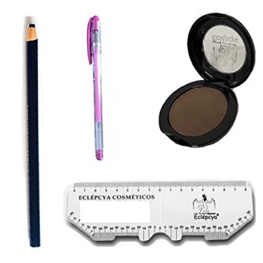 Imagem de Kit design - Régua Flexível, lápis, caneta e sombra marrom