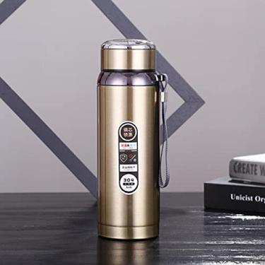 Imagem de N/NY Copo de isolamento inteligente 304 com grande capacidade, copo de água de aço inoxidável, copo duplo para esportes ao ar livre, chaleira dourada