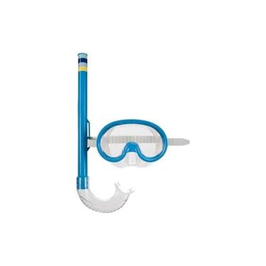 Imagem de Mascara De Mergulho E Snorkel Infantil Para Praia E Piscina Azul - Mor