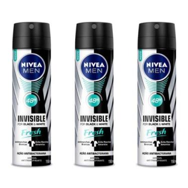 Imagem de Kit C/03 Nivea For Men Black & White Fresh Desodorante Aerosol 150ml