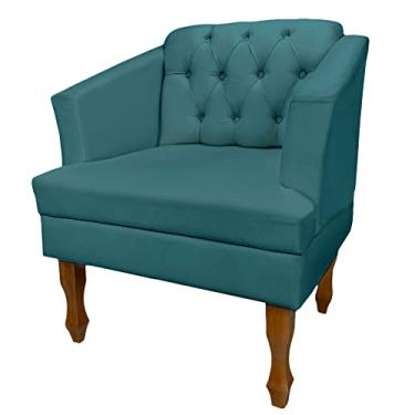 Imagem de Poltrona Estofada Decorativa Sala de Estar Quarto Escritório Consultório Leitura Safira (Suede Turquesa)