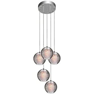 Imagem de Luminária Pendente Luminária De Teto G4-LED Bola De Cristal Lustre, Sala De Estar Luz Sótão Escada Foyer Restaurante Bar Quarto Candeeiro Suspenso Cromado A+,Disco 5,Pleasant63