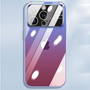 Imagem de Estojo Armor de PC de Acrílico Gradiente para iPhone 12 13 14 Pro Max 14 Plus Vidro Temperado Janela Grande Proteção para Câmera Capa Traseira, vermelho, para iPhone 13 Pro
