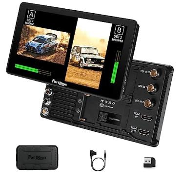 Imagem de Portkeys BM7 II DS BM7IIDS Monitor de câmera de cinema de 7", monitor de tela dividida ultrabrilhante de tela dupla 2200nit, tela sensível ao toque IPS 3D LUT 1920 x 1080 para câmeras DSLR