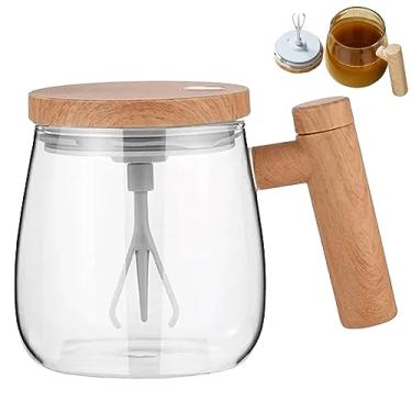 Imagem de Caneca de agitação elétrica, caneca de café de vidro com agitação automática, copo de mistura automática de 400 ml, caneca de autoagitação automática rápida para salas de jantar, salas de estar,