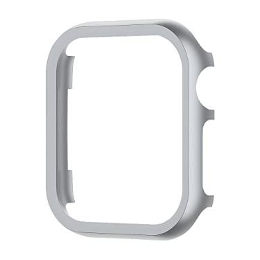 Imagem de BRART Capa de metal para Apple Watch Series 8 7 41mm 45mm capas de amortecedor de liga de alumínio para iWatch 6 SE 5 40mm 44mm capa protetora de moldura (cor: cinza, tamanho: 40mm)