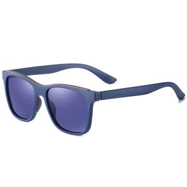 Imagem de Óculos de sol polarizados masculinos uv400 feminino óculos de sol quadrados armações de pesca condução natação esportes, 3306 fosco azul profundo, sem pacote