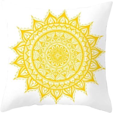 Imagem de Pacote de 2 capas de almofada macias para sofá quadrado, série amarela, decoração moderna, estilo minimalista, capa de almofada para sala de estar, quarto, sofá, carro, decoração de casa 18" x 18"/890
