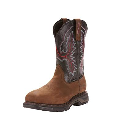 Imagem de Ariat WorkHog XT Bota de trabalho masculina bico quadrado largo à prova d'água com bico de carbono, Marrom escuro oleado/preto