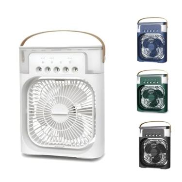 Imagem de Ventilador Portátil Mini Ar Condicionado Umidificador Climatizador Purificador Gelo Led Mesa Escritório Reservatório Refrigerador USB Bivolt Névoa Silencioso Verde Branco Preto Azul