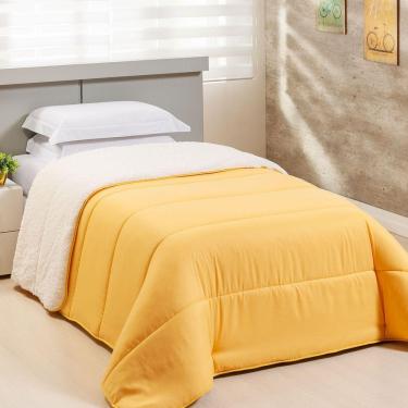 Imagem de Edredom Solteiro Coberdrom Flupy Percal/Sherpa 1 Peça - Amarelo
