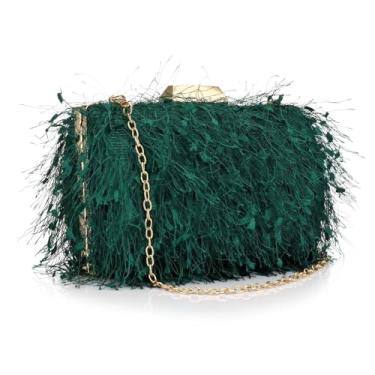 Imagem de YYW Bolsa clutch feminina com alça superior para noite, bolsa de ombro para festa de casamento, baile, banquete, Verde, One Size